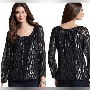 NWT White House Black Market Black Zebra Print Blouse